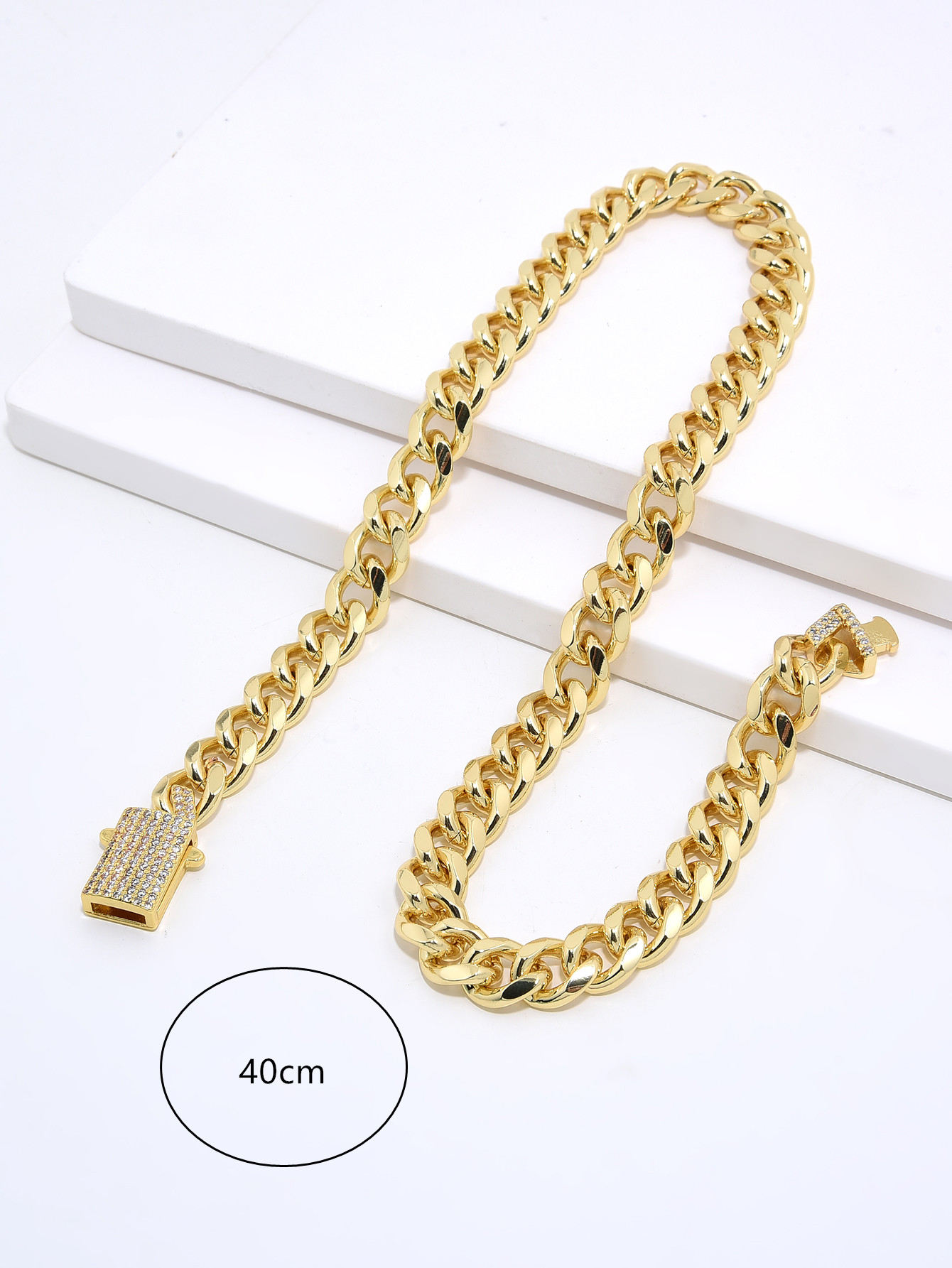 Hip-hop Geometric Copper Gold Plated Zircon Necklace In Bulk display picture 2