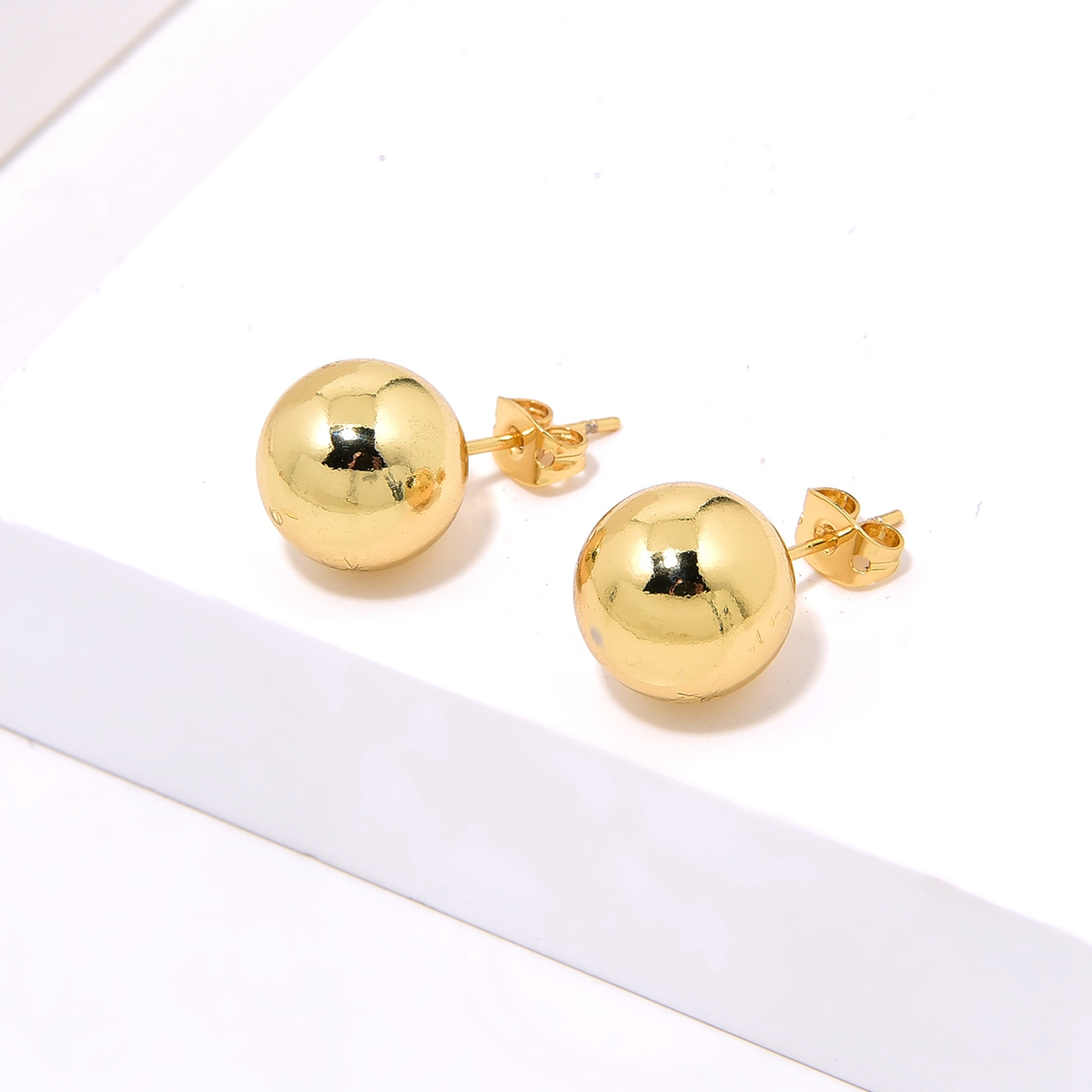 1 Pair Simple Style Round Plating Copper Gold Plated Ear Studs display picture 10