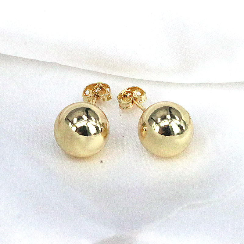 1 Pair Simple Style Round Plating Copper Gold Plated Ear Studs display picture 6