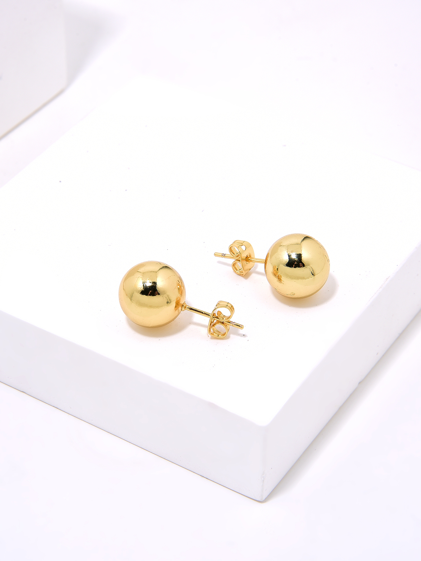 1 Pair Simple Style Round Plating Copper Gold Plated Ear Studs display picture 7