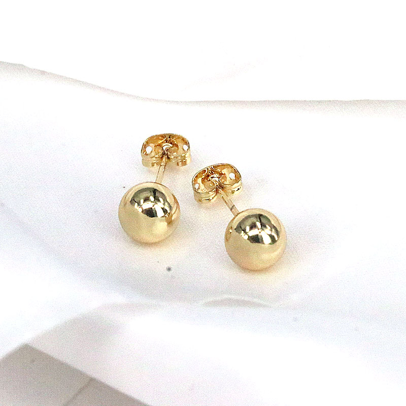 1 Pair Simple Style Round Plating Copper Gold Plated Ear Studs display picture 2