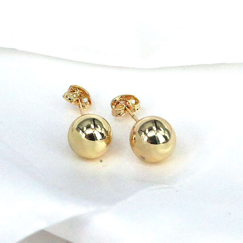 1 Pair Simple Style Round Plating Copper Gold Plated Ear Studs display picture 3