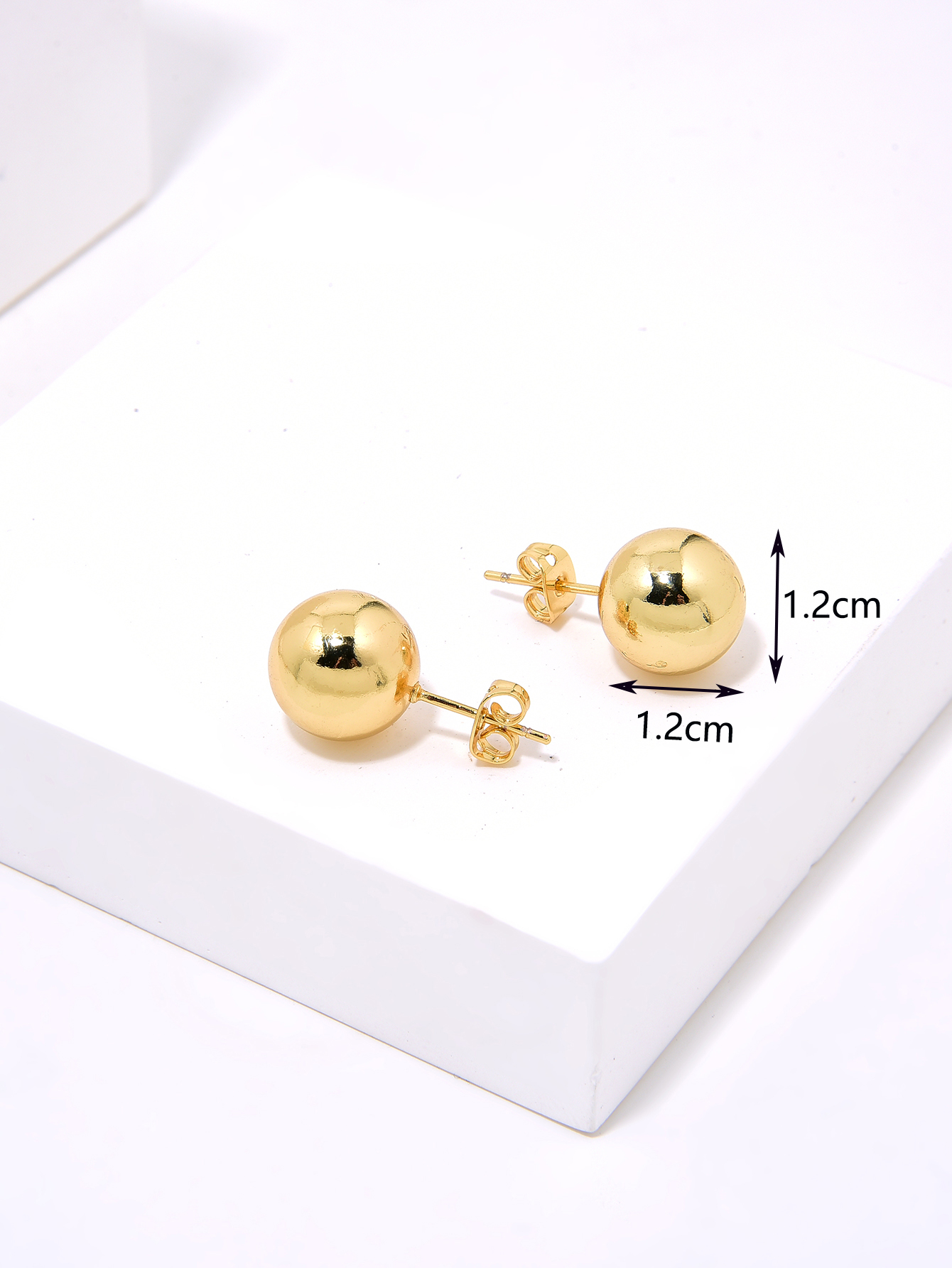 1 Pair Simple Style Round Plating Copper Gold Plated Ear Studs display picture 5