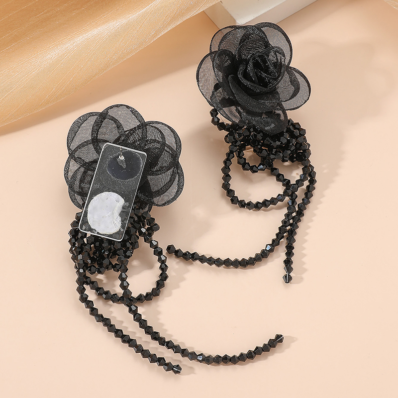 Elegant Flower Alloy Cloth Women's Drop Earrings display picture 2