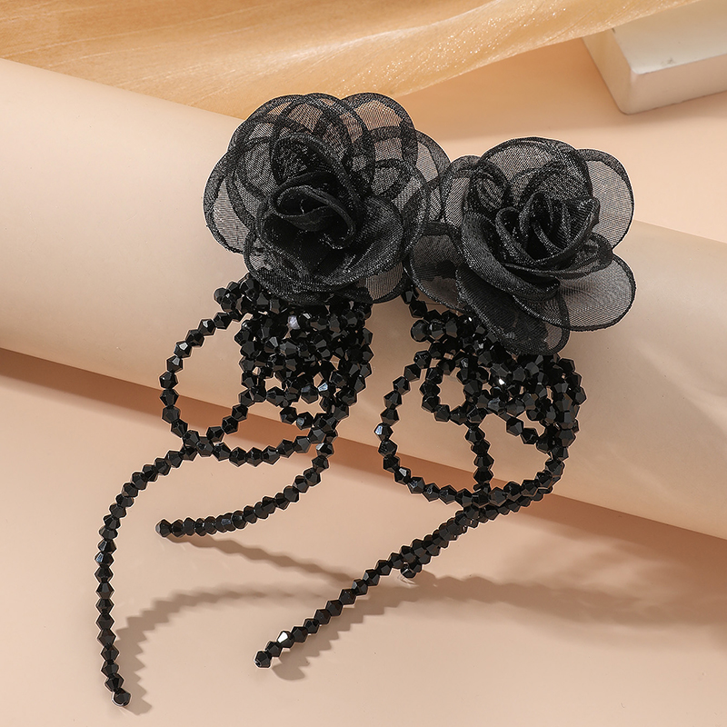 Elegant Flower Alloy Cloth Women's Drop Earrings display picture 3