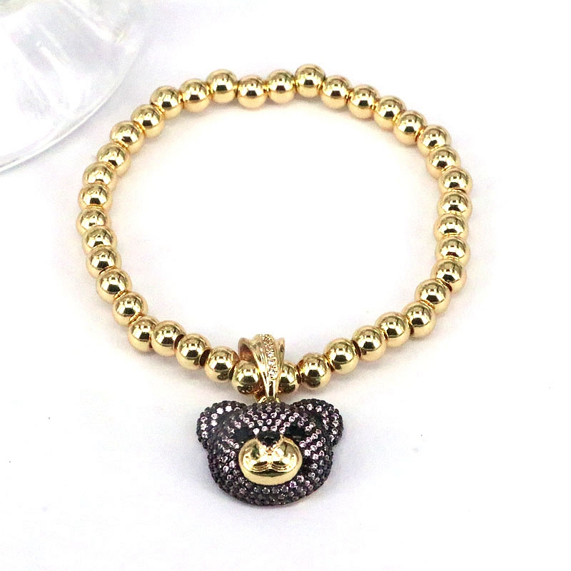Elegant Hip-hop Simple Style Bear Copper Plating Inlay Zircon Gold Plated Bracelets display picture 3