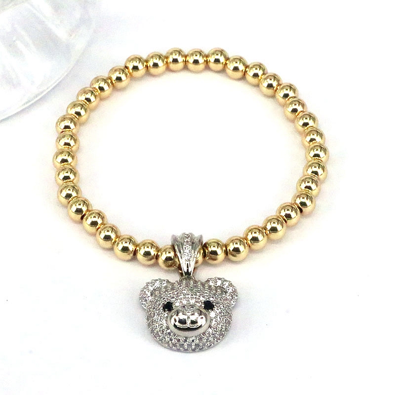 Elegant Hip-hop Simple Style Bear Copper Plating Inlay Zircon Gold Plated Bracelets display picture 12
