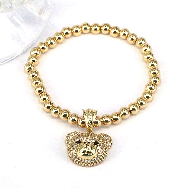 Elegant Hip-hop Simple Style Bear Copper Plating Inlay Zircon Gold Plated Bracelets display picture 9