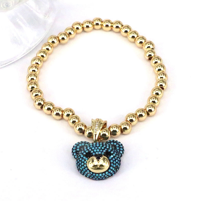 Elegant Hip-hop Simple Style Bear Copper Plating Inlay Zircon Gold Plated Bracelets display picture 6