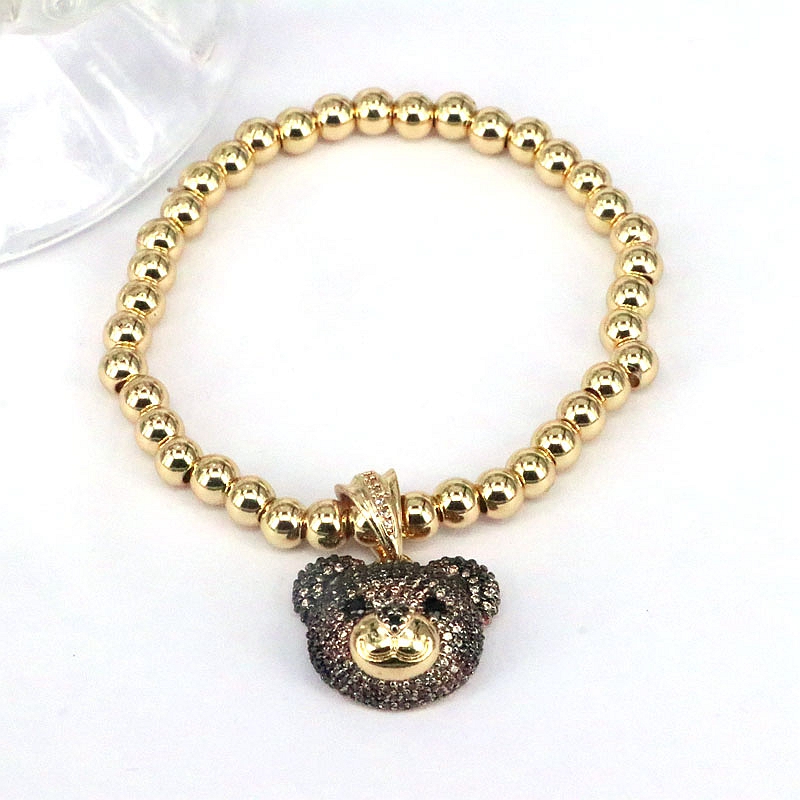 Elegant Hip-hop Simple Style Bear Copper Plating Inlay Zircon Gold Plated Bracelets display picture 4