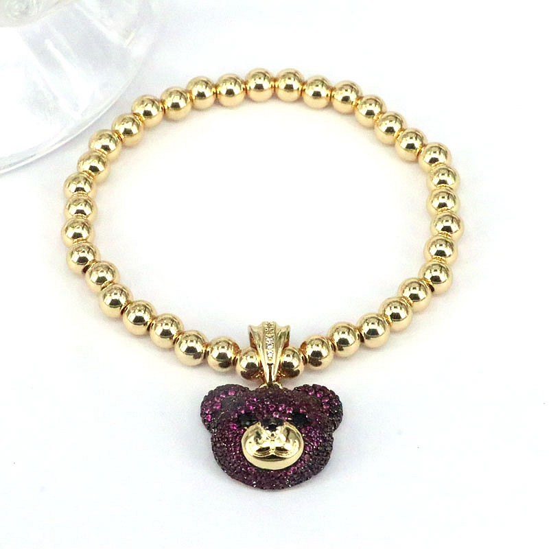 Elegant Hip-hop Simple Style Bear Copper Plating Inlay Zircon Gold Plated Bracelets display picture 10