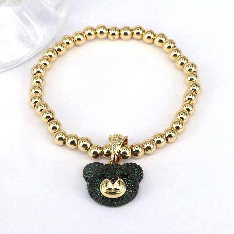 Elegant Hip-hop Simple Style Bear Copper Plating Inlay Zircon Gold Plated Bracelets display picture 5