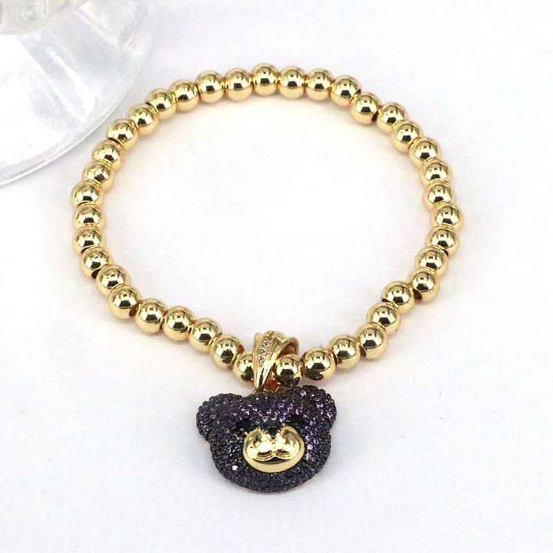 Elegant Hip-hop Simple Style Bear Copper Plating Inlay Zircon Gold Plated Bracelets display picture 7