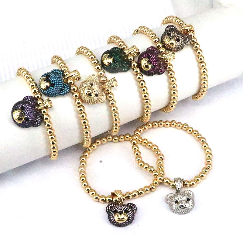 Elegant Hip-hop Simple Style Bear Copper Plating Inlay Zircon Gold Plated Bracelets display picture 2
