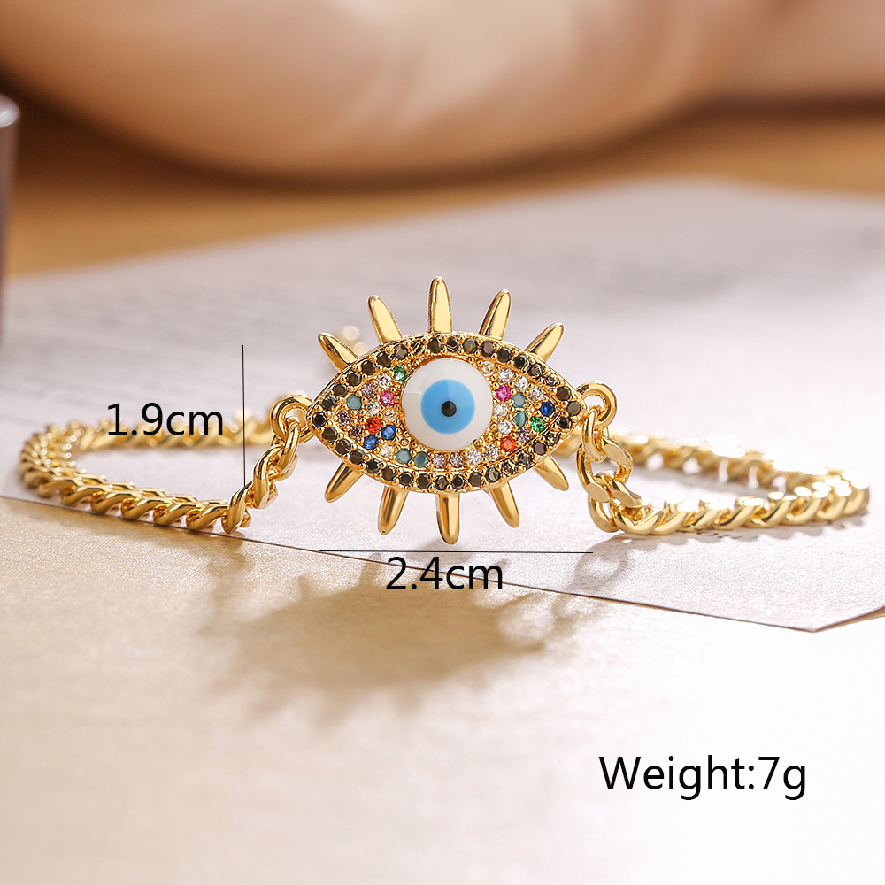 Einfacher Stil Pendeln Teufels Auge Schmetterling Kupfer 18 Karat Vergoldet Zirkon Armbänder In Masse display picture 3