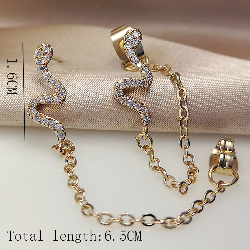 Cool Style Animal Snake Metal Plating Inlay Zircon Gold Plated Women's Drop Earrings display picture 5