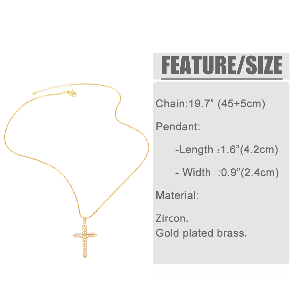 Hip-hop Punk Cross Stainless Steel Copper Plating Inlay Zircon 18k Gold Plated Pendant Necklace display picture 1