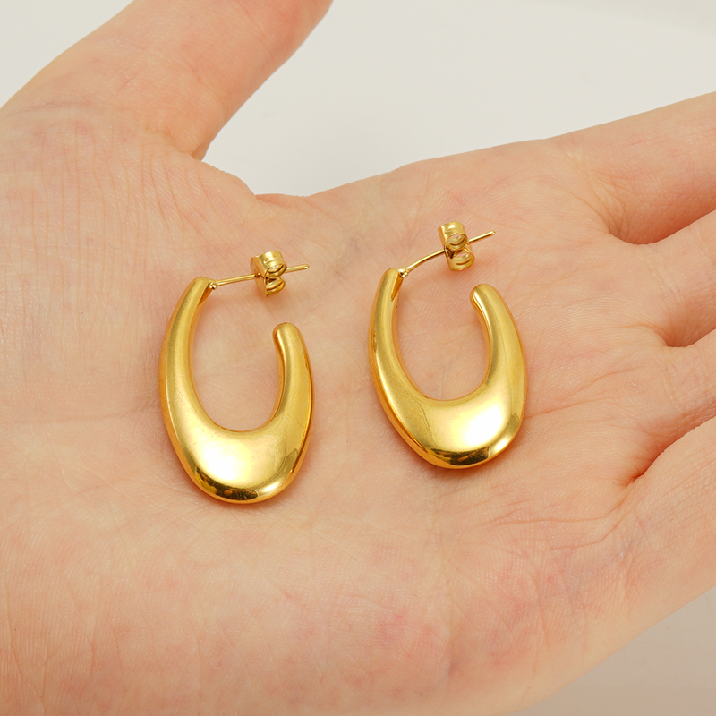 1 Pair Retro Solid Color Plating 304 Stainless Steel 18K Gold Plated Earrings display picture 4