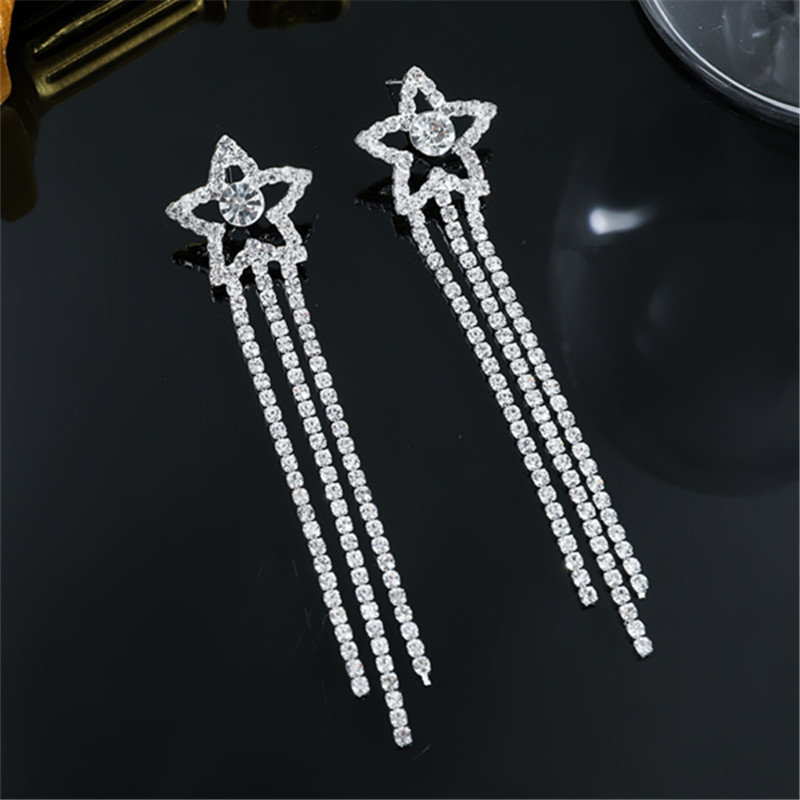 Simple Style Solid Color Rhinestone Patchwork Silver Plated Women's Drop Earrings display picture 4