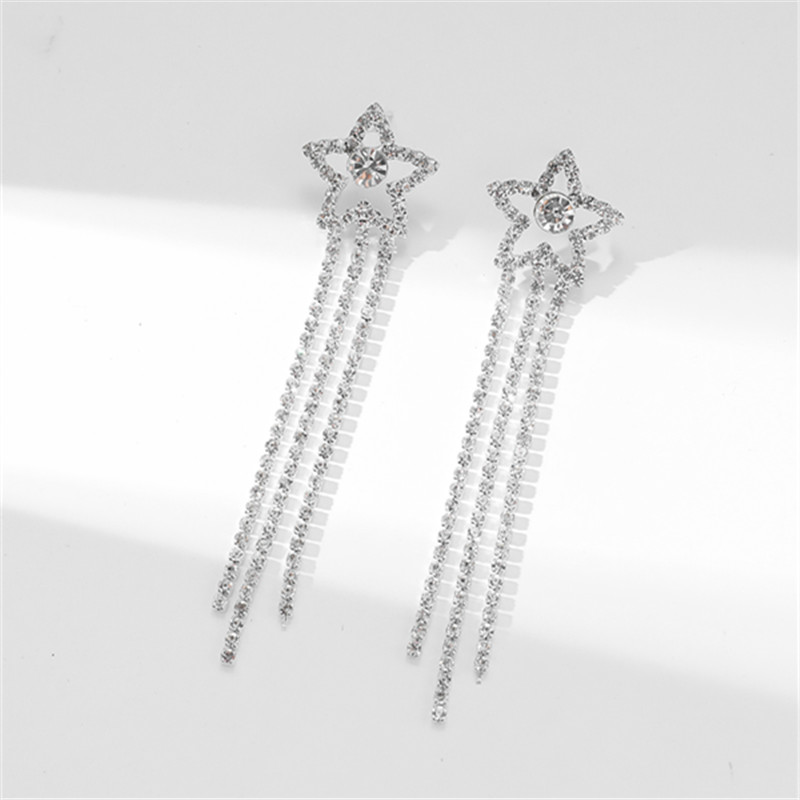 Simple Style Solid Color Rhinestone Patchwork Silver Plated Women's Drop Earrings display picture 3
