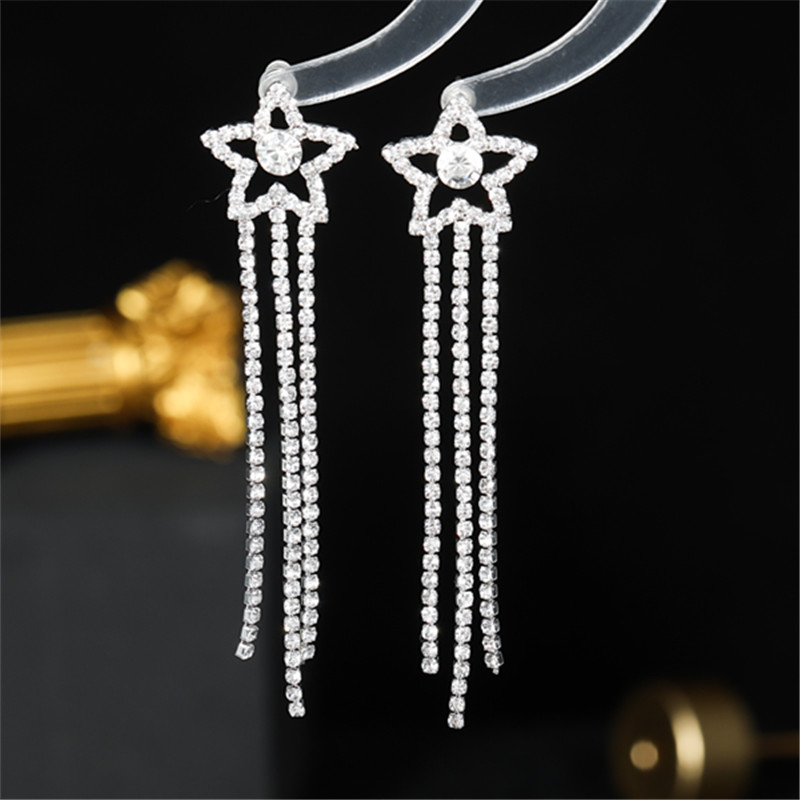 Simple Style Solid Color Rhinestone Patchwork Silver Plated Women's Drop Earrings display picture 2