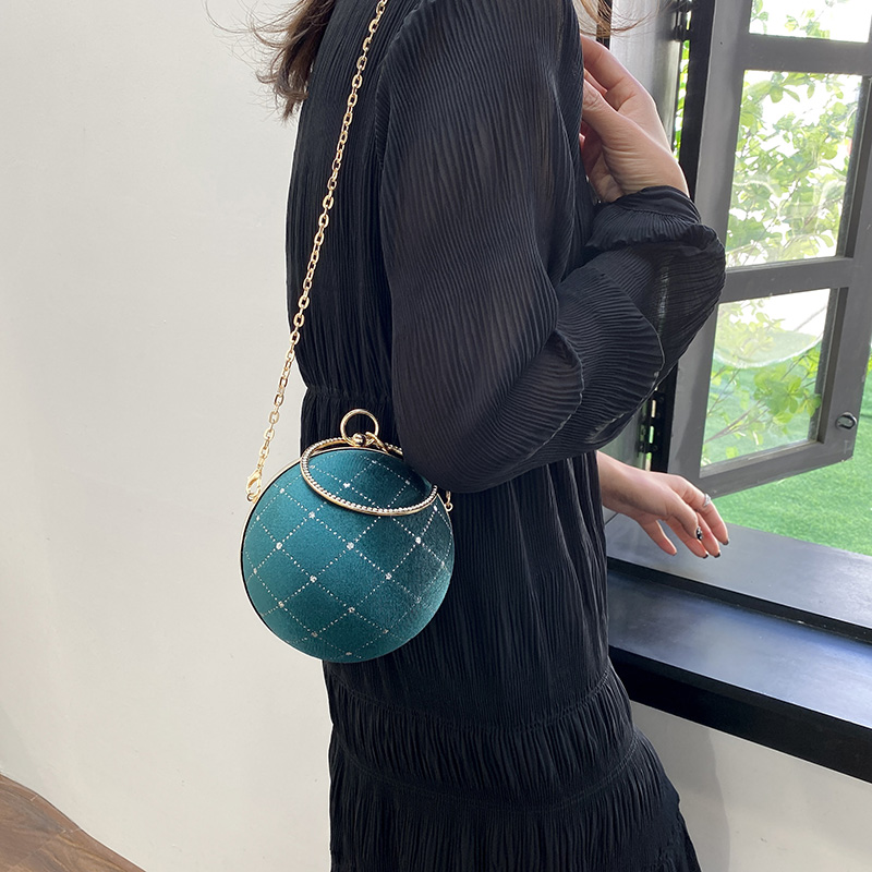 Corduroy Lingge Round Contrasting Colors Evening Bags display picture 5