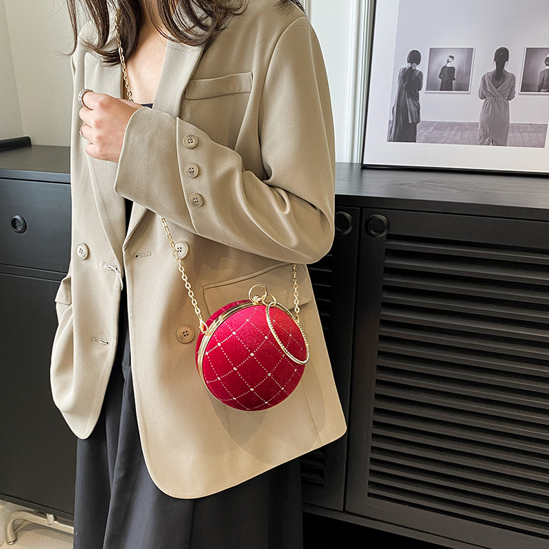 Corduroy Lingge Round Contrasting Colors Evening Bags display picture 9