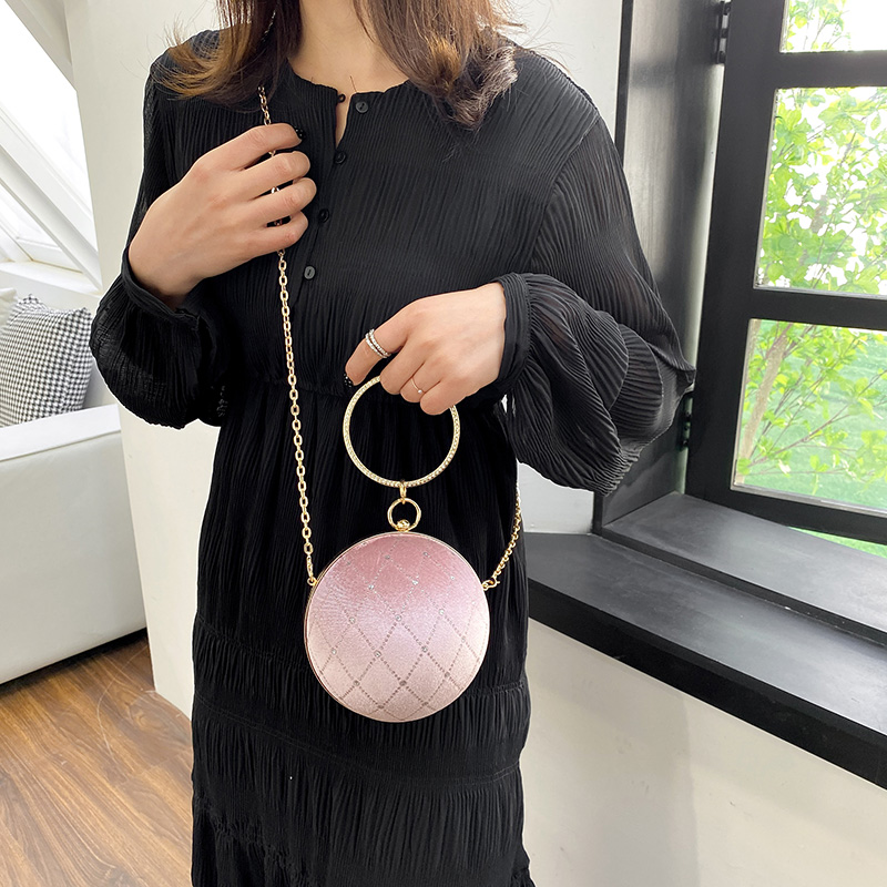 Corduroy Lingge Round Contrasting Colors Evening Bags display picture 3