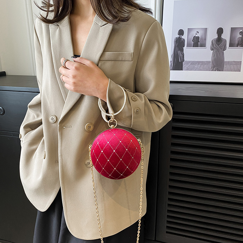 Corduroy Lingge Round Contrasting Colors Evening Bags display picture 11