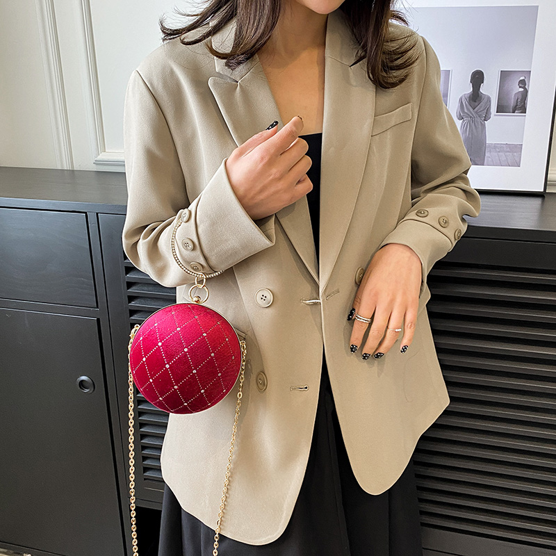 Corduroy Lingge Round Contrasting Colors Evening Bags display picture 6