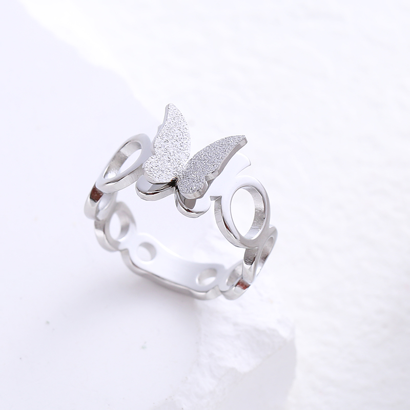 Simple Style Butterfly Stainless Steel Plating Inlay Rhinestones 24k Gold Plated Rings display picture 6
