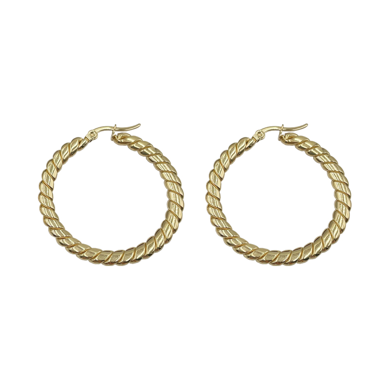 1 Pair Simple Style Round Polishing Plating 304 Stainless Steel 14K Gold Plated Hoop Earrings display picture 4