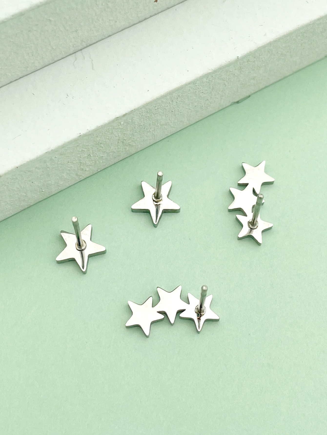 2 Pairs Cute Simple Style Star Polishing 304 Stainless Steel Ear Studs display picture 2