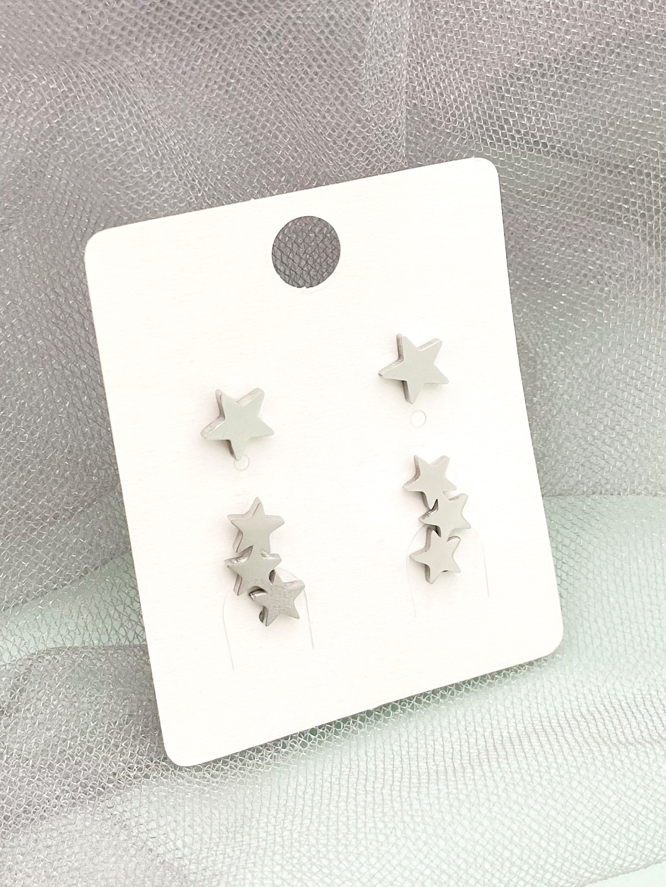 2 Pairs Cute Simple Style Star Polishing 304 Stainless Steel Ear Studs display picture 1