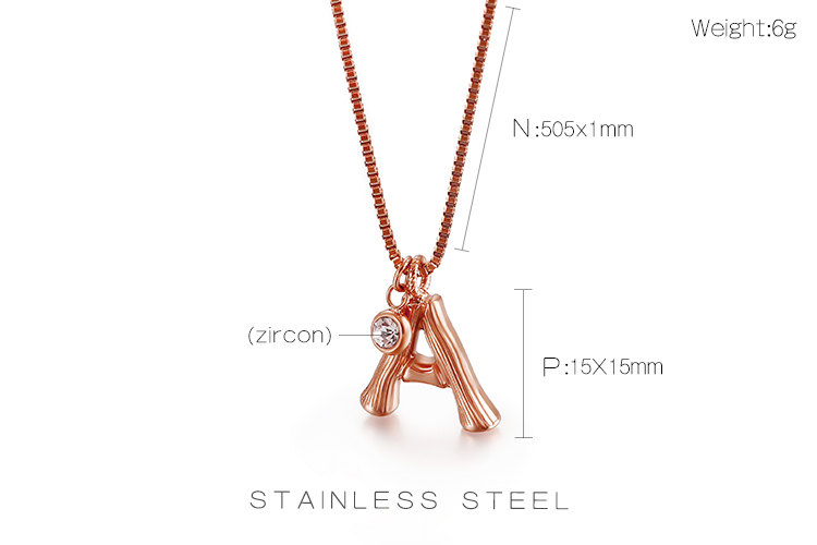Titanium Steel Rose Gold Plated Simple Style Patchwork Letter Pendant Necklace display picture 1