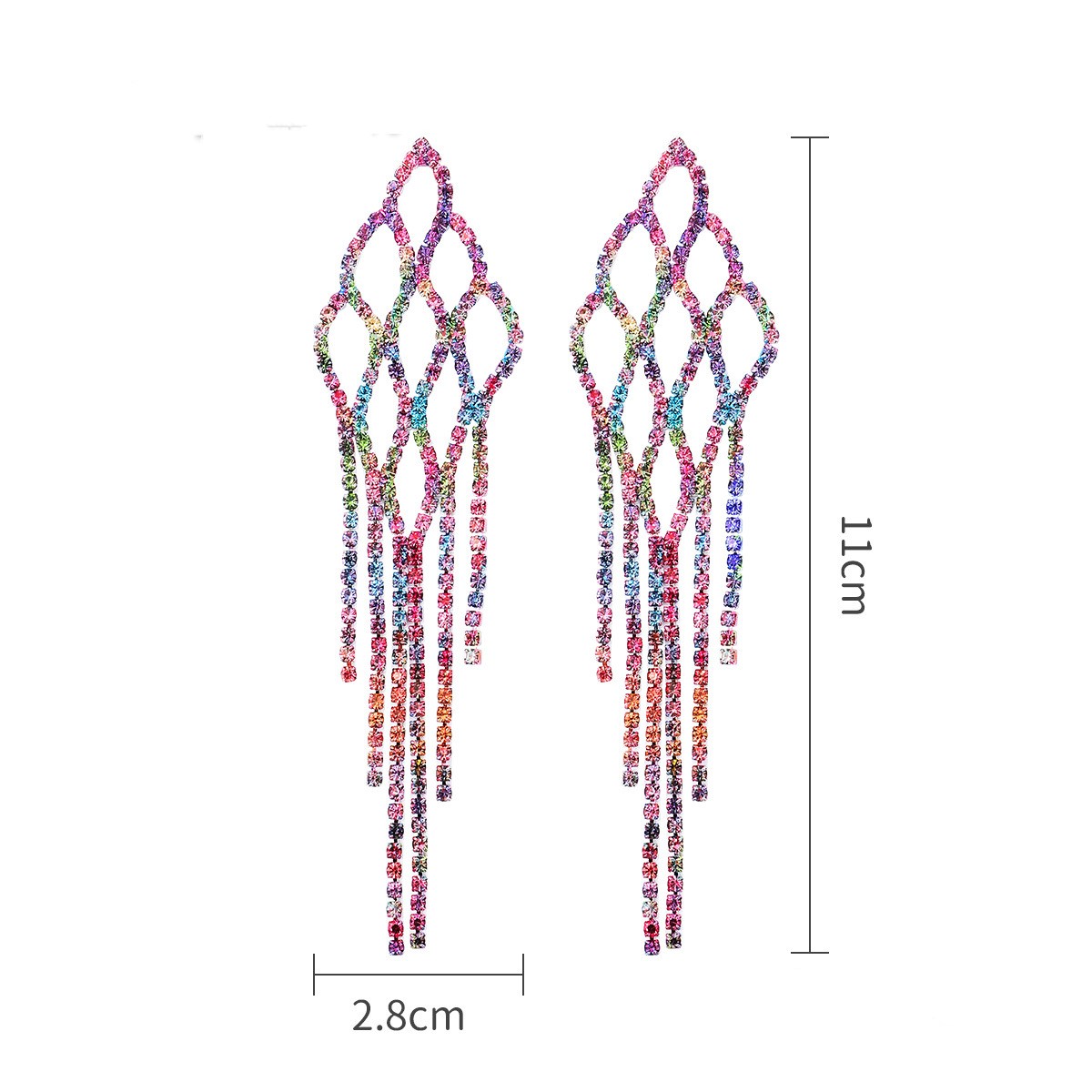 Exaggerated Luxurious Shiny Tassel Heart Shape Eye Alloy Inlay Resin Rhinestones Women's Drop Earrings display picture 9