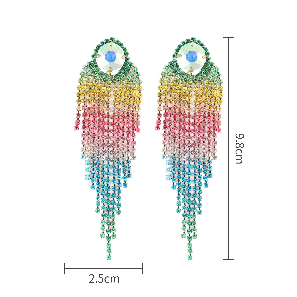Exaggerated Luxurious Shiny Tassel Heart Shape Eye Alloy Inlay Resin Rhinestones Women's Drop Earrings display picture 12