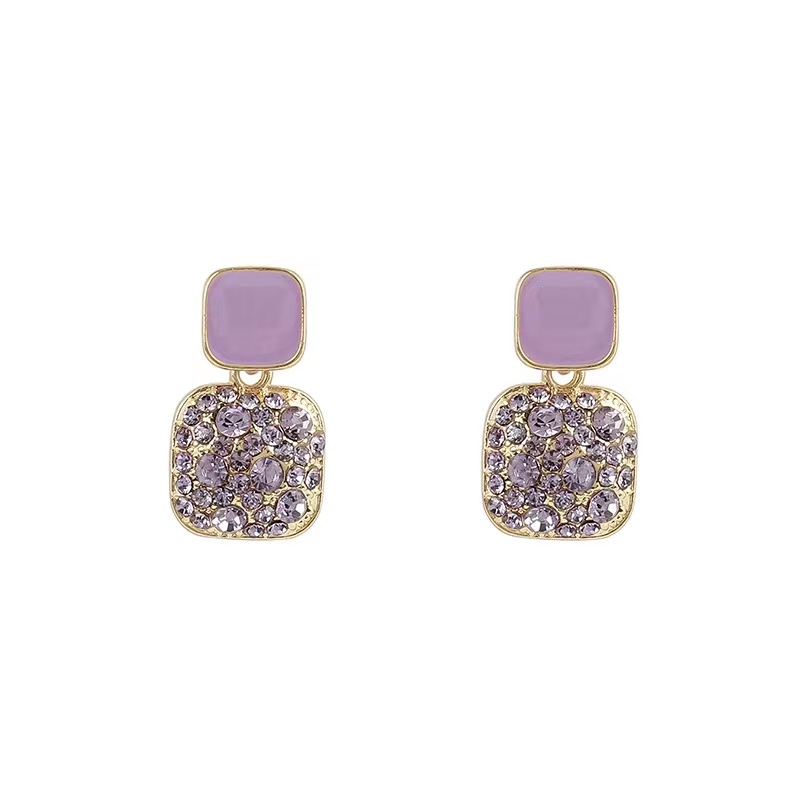 1 Pair Simple Style Square Plating Inlay Alloy Rhinestones Gold Plated Drop Earrings display picture 1