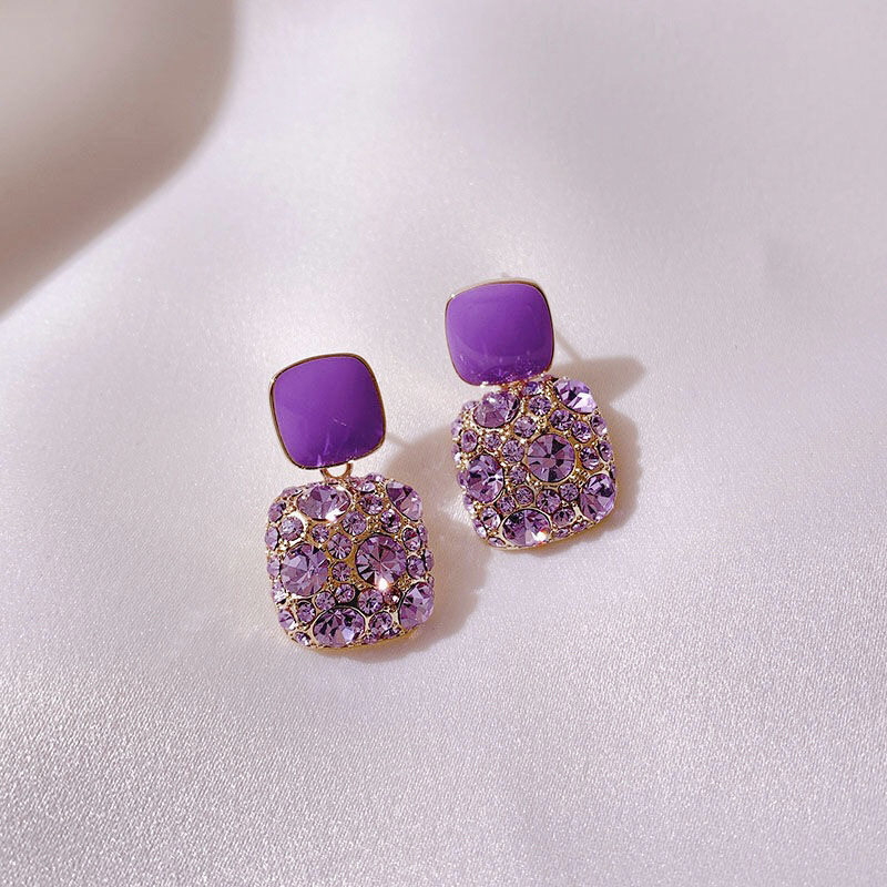 1 Pair Simple Style Square Plating Inlay Alloy Rhinestones Gold Plated Drop Earrings display picture 7