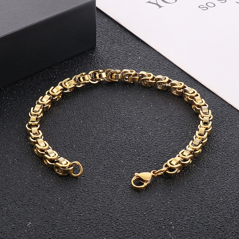Business Solid Color Titanium Steel 18K Gold Plated Bracelets In Bulk display picture 5