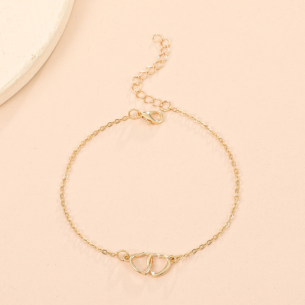 Wholesale Jewelry Simple Style Heart Shape Alloy 14k Gold Plated Anklet display picture 3