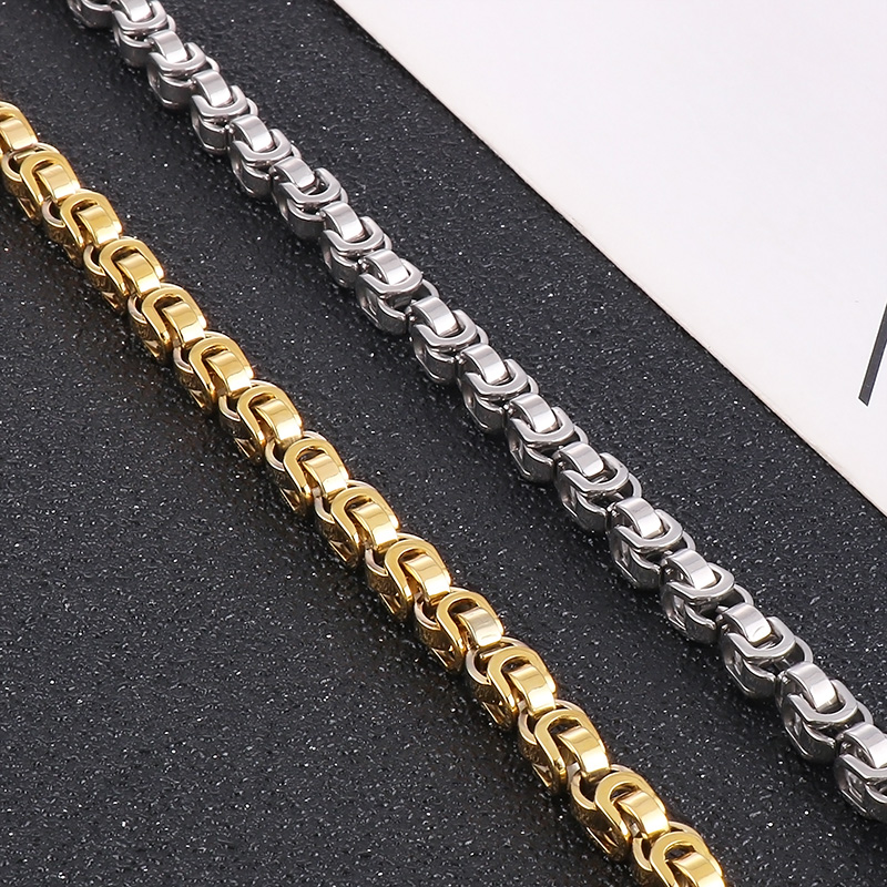 Hip-Hop Rock Solid Color Titanium Steel Patchwork 18K Gold Plated Men'S Necklace display picture 5