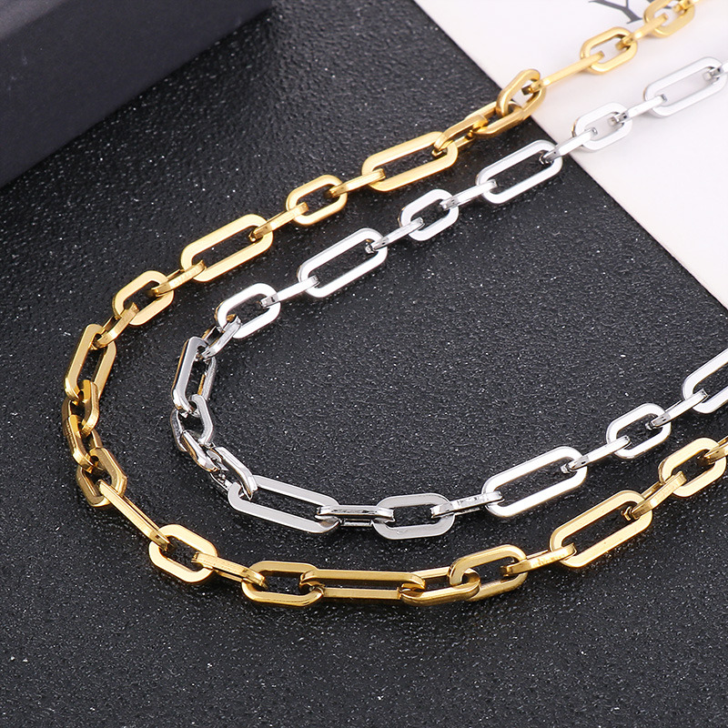 Titanium Steel 18K Gold Plated Hip-Hop Rock Patchwork Solid Color Necklace display picture 10