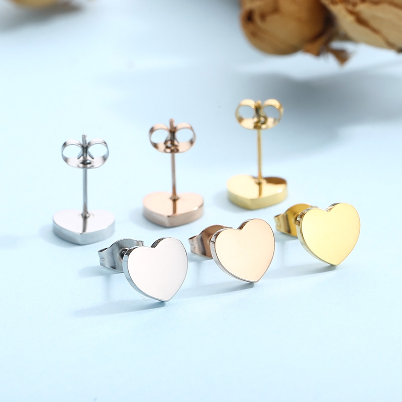 Titanium Steel 18K Gold Plated Rose Gold Plated Simple Style Plating Heart Shape Bracelets Earrings Necklace display picture 1