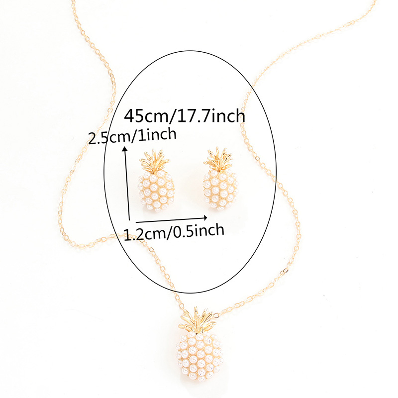 Simple Style Pineapple Gold Plated Pearl Alloy Wholesale Earrings Necklace display picture 1