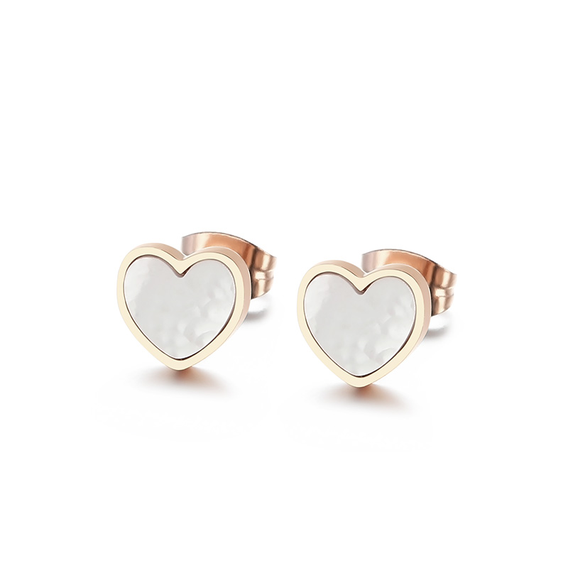 Titanium Steel 18K Gold Plated Rose Gold Plated Vacation Plating Inlay Heart Shape Shell Bracelets Earrings Necklace display picture 9
