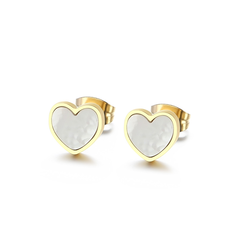 Titanium Steel 18K Gold Plated Rose Gold Plated Vacation Plating Inlay Heart Shape Shell Bracelets Earrings Necklace display picture 6