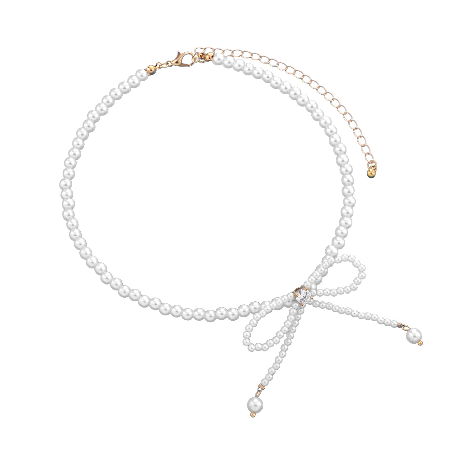 Einfacher Stil Pendeln Bogenknoten Künstliche Perle Perlen Frau Halskette display picture 2