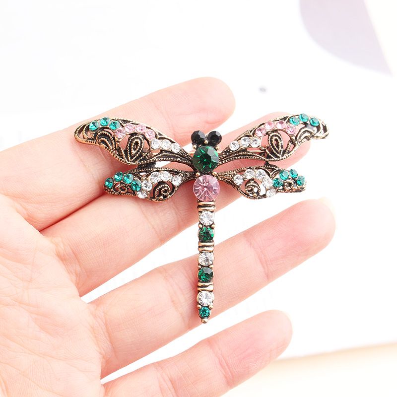 Retro Dragonfly Alloy Inlay Rhinestones Unisex Brooches display picture 3