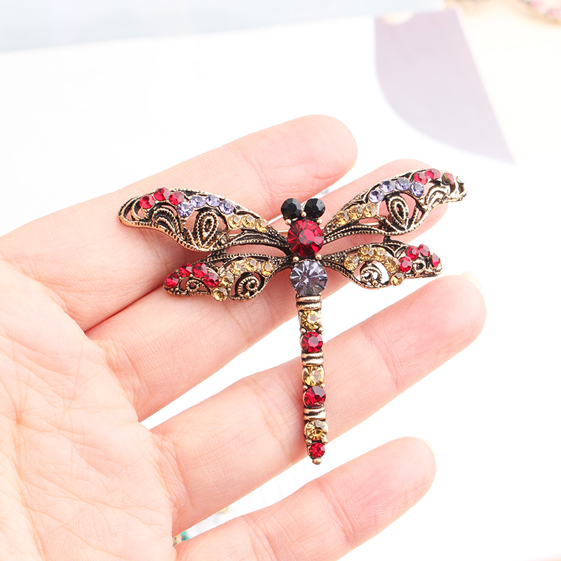 Retro Dragonfly Alloy Inlay Rhinestones Unisex Brooches display picture 2